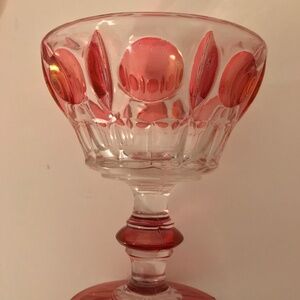 Indiana Glass Ruby Red Flash Sherbet Cups Set-6, Classique Cranberry Flash